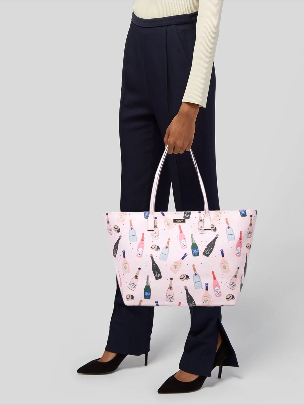 kate spade Pink Champagne Bottle Print Tote